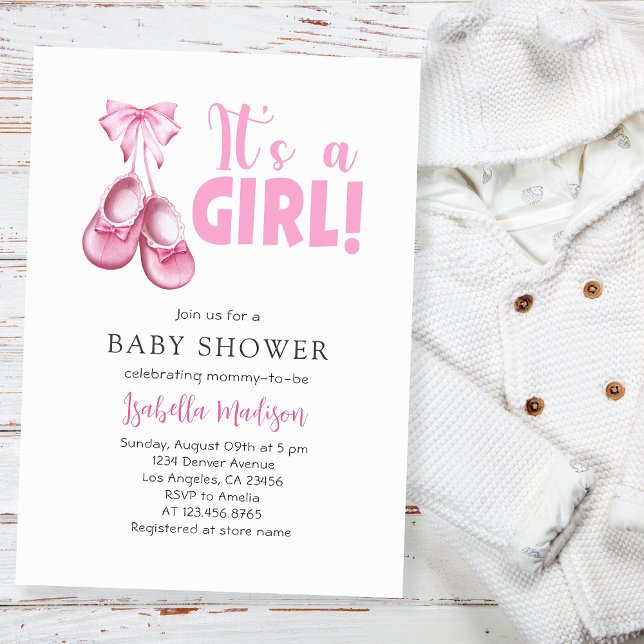 Baby Girl Dusche Es ist ein Girl Pink Einladung (Von Creator hochgeladen)