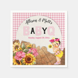 Baby Girl Dusche Pink Sunflowers Baby Q Barbeque Serviette