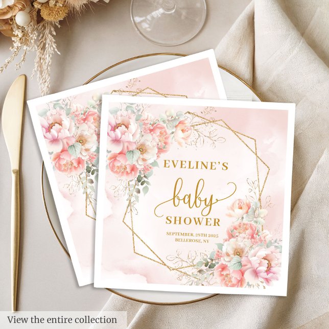 Baby Girl Dusche Rosa Glitzer Servietten (Baby Girl Shower blush pink gold glitter napkins

)