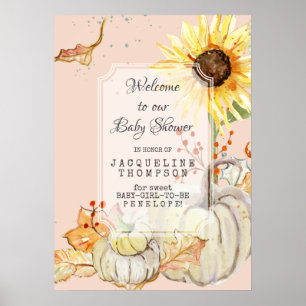 Baby GIRL Dusche Willkommenspumpkin N Sonnenblumen Poster