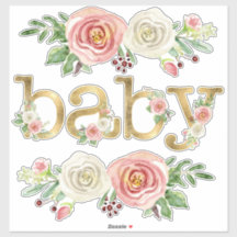 Baby Girl Duwer Deco Aquarell Floral w Gold