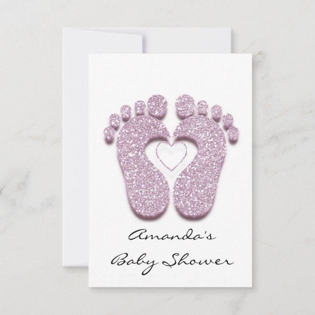 Baby Girl Duwer Feet White Minimalismus Einladung (Rückseite)