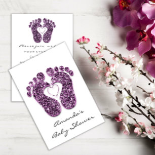 Baby Girl Duwer Feet White Minimalismus Lila Einladung