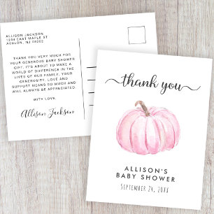 Baby Girl Duwer Pink Pumpkin Vielen Dank Postkarte