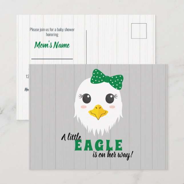 Baby Girl Eagle Green Baby Dusche Einladung (Vorne/Hinten)