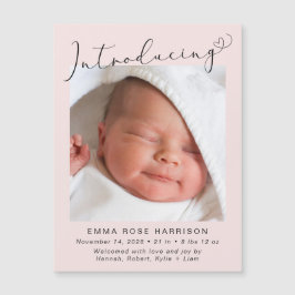 Baby Girl-Einführung Foto Geburtsankündigung Magneteinladung