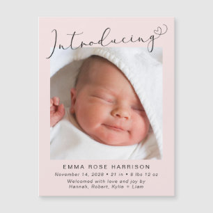 Baby Girl-Einführung Foto Geburtsankündigung Magneteinladung