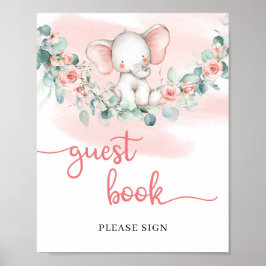 Baby Girl Elephant eucalyptus Gästebuchzeichen Poster