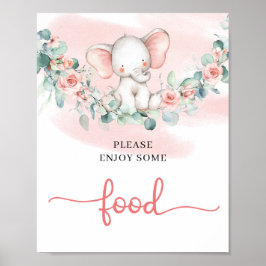 Baby Girl Elephant eucalyptus-Kranz-Lebensmittelze Poster
