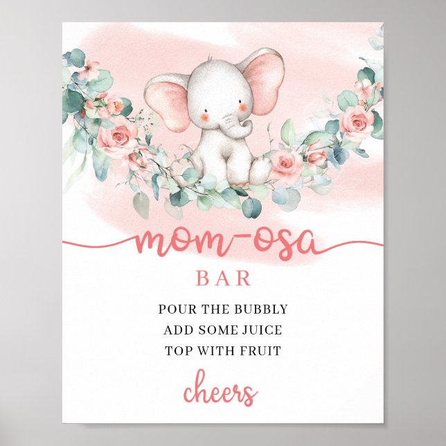 Baby Girl Elephant eucalyptus Mama osa Bar Poster (Vorne)