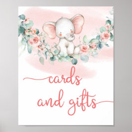 Baby Girl Elephant Eukalyptus-Karten und Geschenkz Poster
