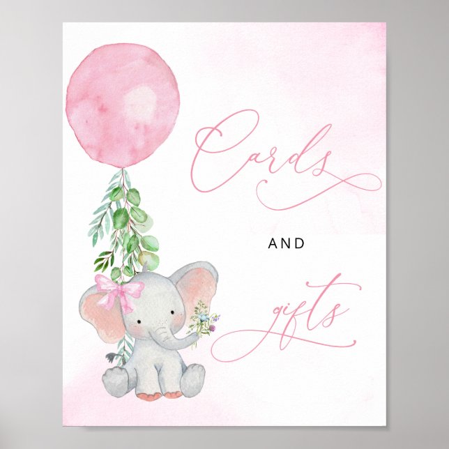 Baby Girl Elephant Eukalyptus Karten und Geschenkz Poster (Vorne)