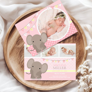 Baby Girl Elephant Photo Faire-part de naissance