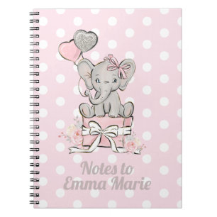 Baby Girl Elephant Pink Silver Notes to Notizblock