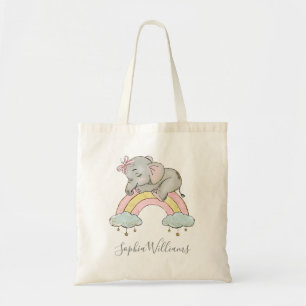 Baby Girl Elephant Wasserfarbe Pink individuell an Tragetasche