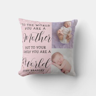 Baby Girl Erstes Jahr Foto Collage Keepake pink Kissen