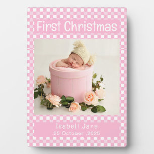 Baby Girl Erstes Weihnachtsfoto Collage Pink Fotoplatte