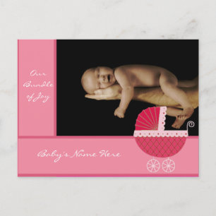 Baby Girl Faire-part - Pink Baby Buggy