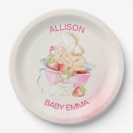 Baby Girl Fairy in Pink Baby Shower Pappteller