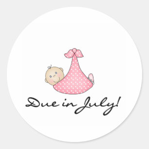 Baby Girl fällig im Juli Runder Aufkleber