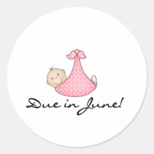 Baby Girl fällig im Juni Runder Aufkleber