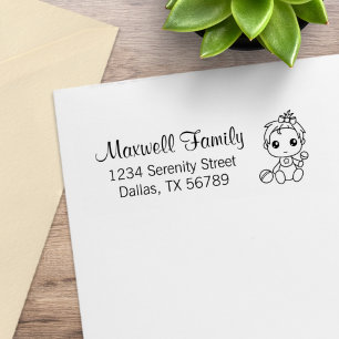 Baby Girl Familienadresse 2 Gummistempel