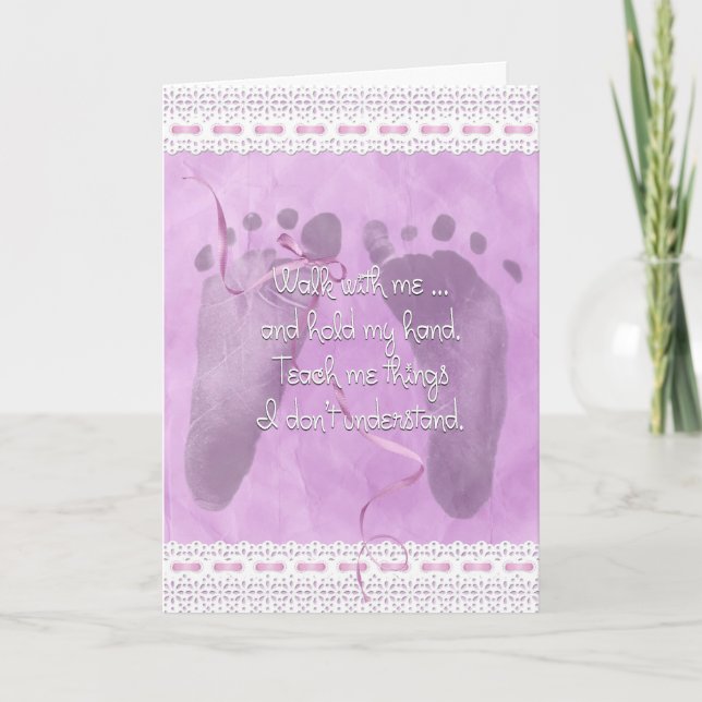 Baby Girl Feet mit Bow Karte (Vorderseite)
