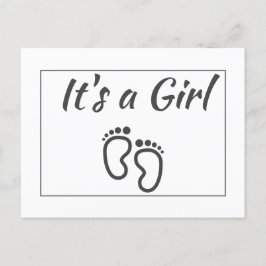 Baby Girl Feet Moderne Minimalistische Weiße Gebur Ankündigungspostkarte