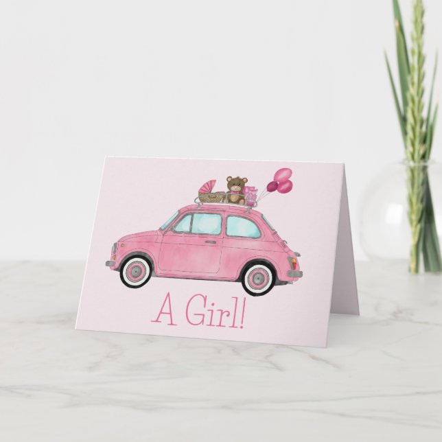 Baby Girl Fiat 500 Glückwünsche Karte (Vorderseite)