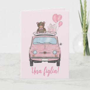 Baby Girl Fiat 500 Italienische Glückwünsche Karte