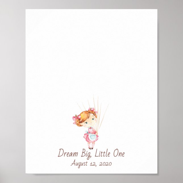 Baby Girl Fingerprint Balloon Gästebuch (Vorne)