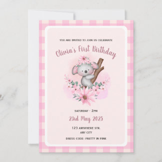 Baby Girl First Birthday Einzigartig pink Einladung