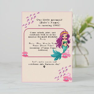 Baby Girl First Birthday Party Mermaid Folieneinladung