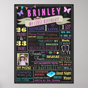 Baby Girl First Birthday Poster