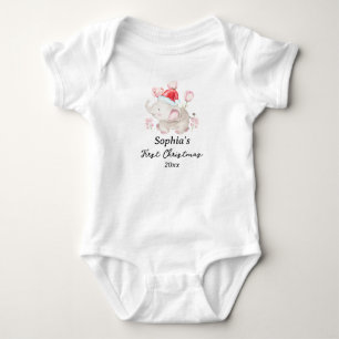 Baby Girl First Christmas Elephant Individuelle Na Strampler
