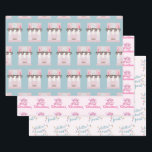 Baby Girl First Christmas Geschenkpapier Set<br><div class="desc">Diese Verpackungspapiere sind mit lustigen Designs und Zitaten für das erste Weihnachtsfest des Babys ausgestattet. Das erste Blatt beinhaltet einen festlichen Kamin mit Strümpfen,  rosa Bottlebürstenbäumen und Diskobällen. Die zweite lautet "mein erstes Weihnachten" und die dritte lautet "besser nicht ausstreichen".</div>