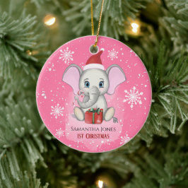 Baby Girl First Christmas Niedlich Elephant Holida Keramik Ornament