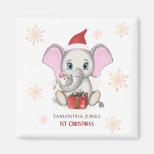 Baby Girl First Christmas Niedlich Elephant Holida Magnet