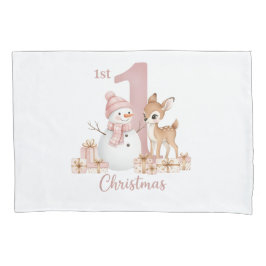 Baby Girl First Christmas Snowman Deer Kissenbezug