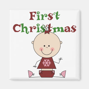 Baby Girl First Christmas T - Shirt und Geschenke Magnet