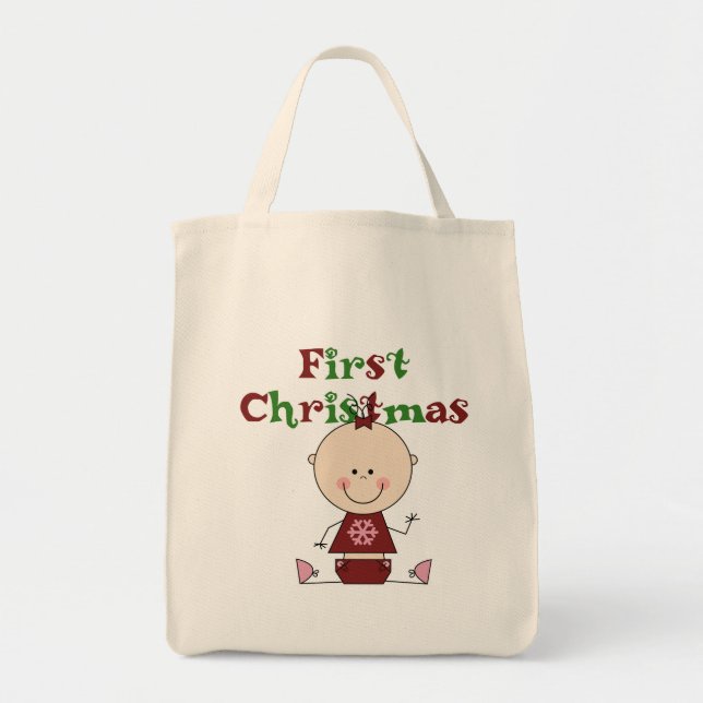 Baby Girl First Christmas T - Shirt und Geschenke Tragetasche (Vorne)