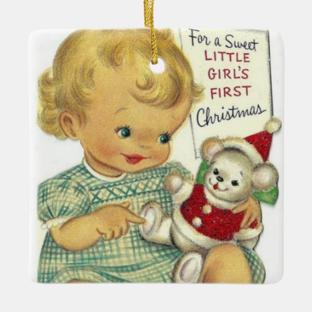 Baby Girl First Christmas Tree Ornament (Vorderseite)