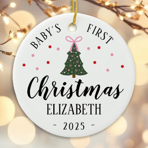 Baby Girl First Weihnachtsschmuck pink & green