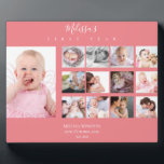 Baby Girl First Year Foto Collage 12 Monate Rosa Fotoplatte<br><div class="desc">Baby Girl First Year Foto Collage 12 Monate Rosa</div>