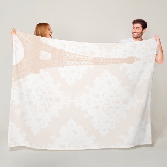 Baby Girl Floral Coral Peach Eiffel Tower Fleecedecke (Beispiel)