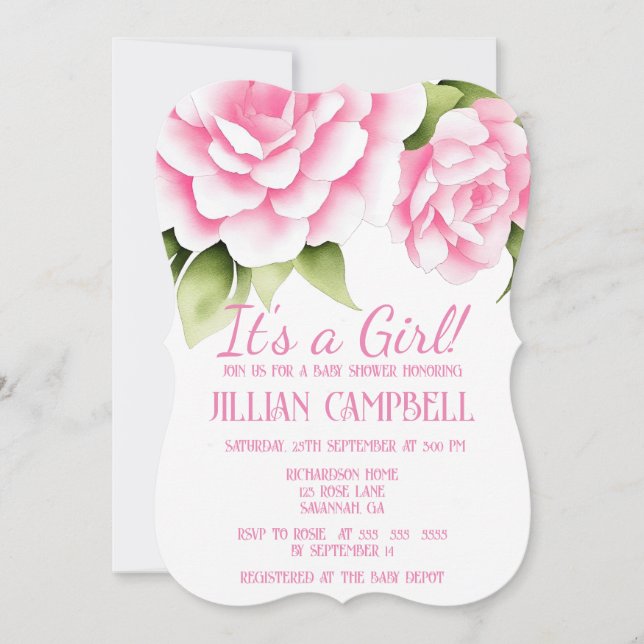 Baby Girl Floral Douche invitation (Devant)