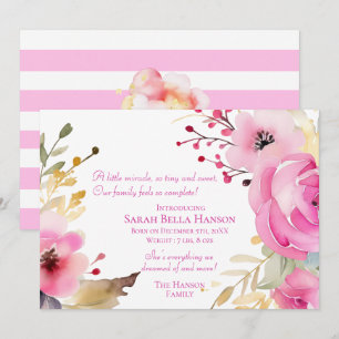 Baby Girl Floral Faire-part de naissance