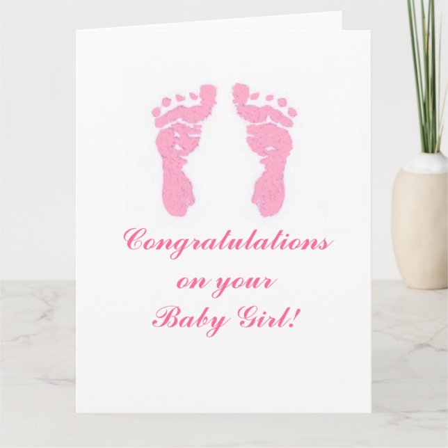 "Baby Girl Footprints" Big 8.5"x11" Karte (Vorderseite)