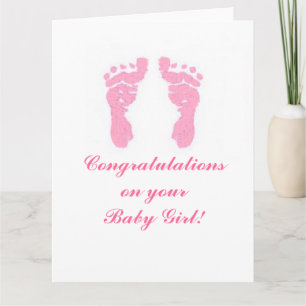 "Baby Girl Footprints" Big 8.5"x11" Karte