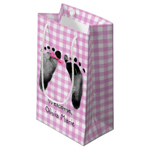 Baby Girl Footprints mit Bow Kleine Geschenktüte